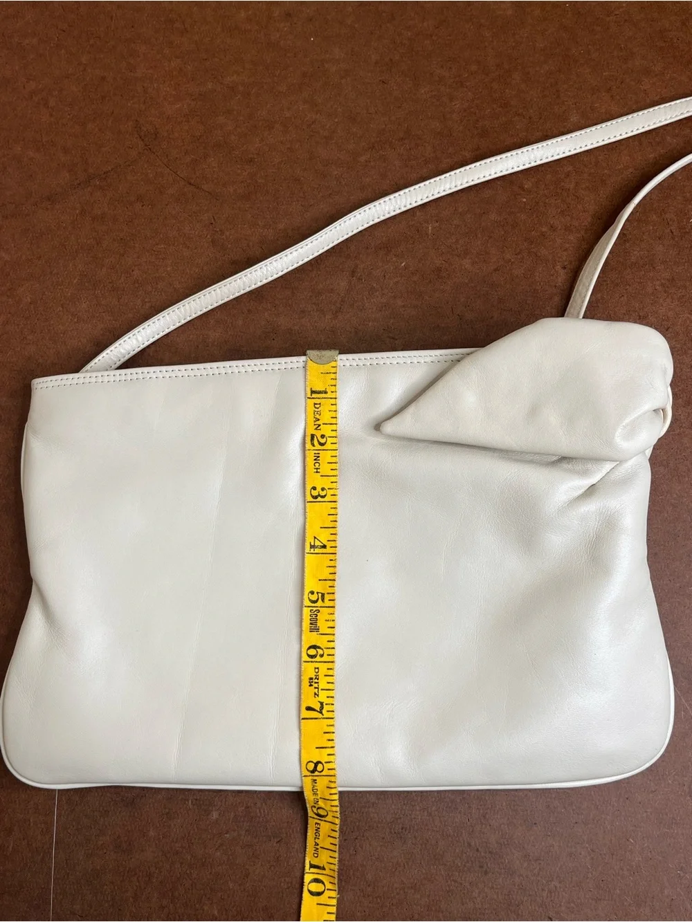 Vintage 80s Brio! Cream Leather Convertible Crossbody Shoulder Bag / Clutch